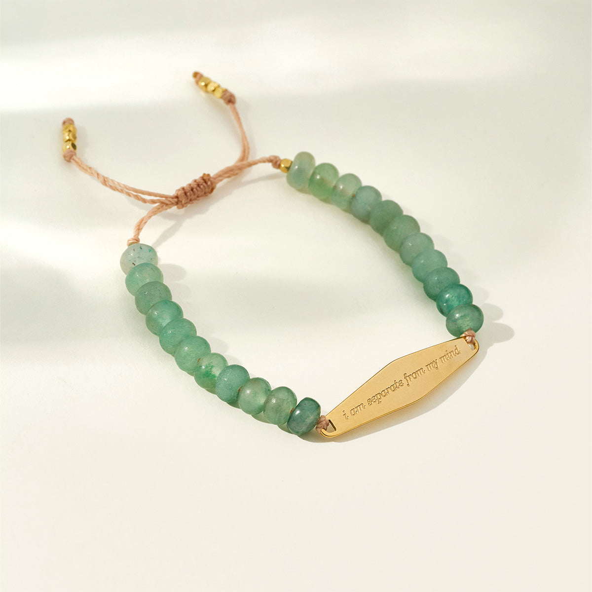 Gold Aventurine gemstone bracelet engraved with the phrase