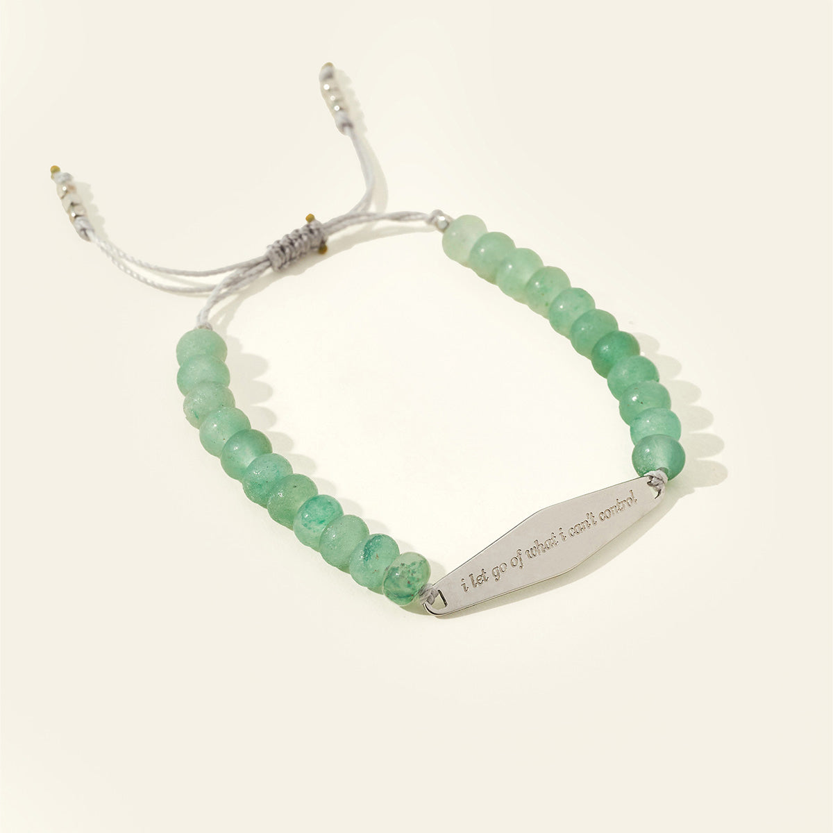 Silver Aventurine gemstone bracelet engraved with the phrase