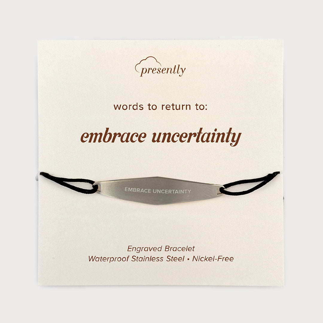 Black Nylon String Bracelet in Matte Silver