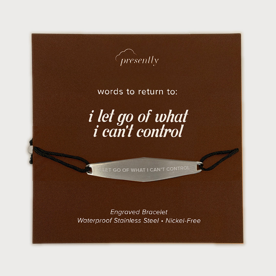 Black Nylon String Bracelet in Matte Silver