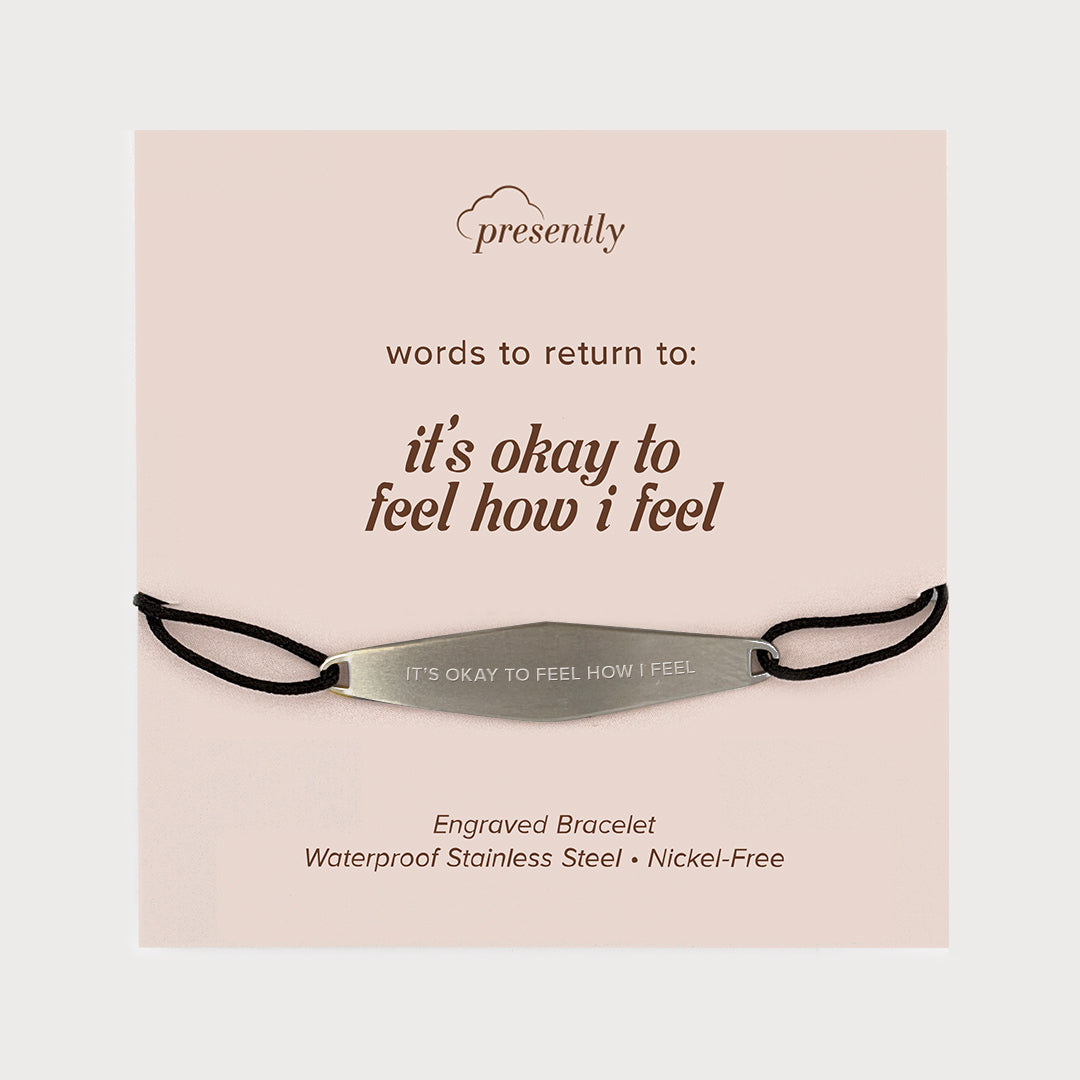 Black Nylon String Bracelet in Matte Silver