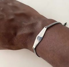 Customer wearing Charcoal Macrame Bracelet engraved with "i let go of what I can't control" for OCD and Anxiety