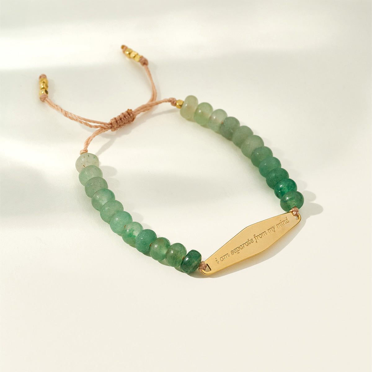 Gold Aventurine gemstone bracelet engraved with the phrase 