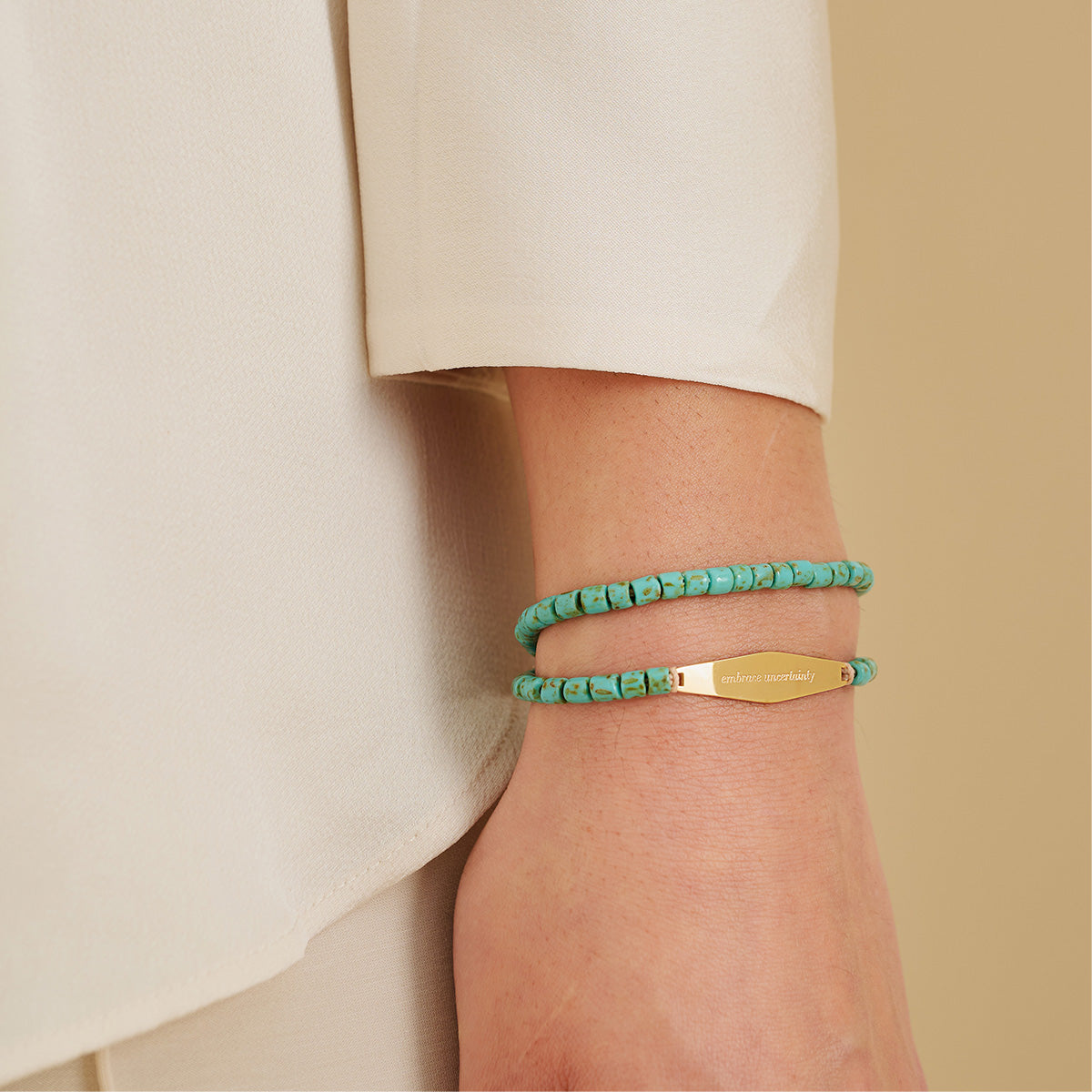Turquoise Beaded Double Wrap Bracelet