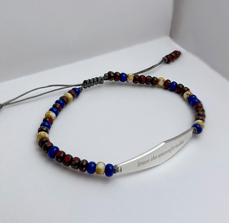 Silver Americana gemstone bracelet for men, designed to support help with anxiety and OCD.