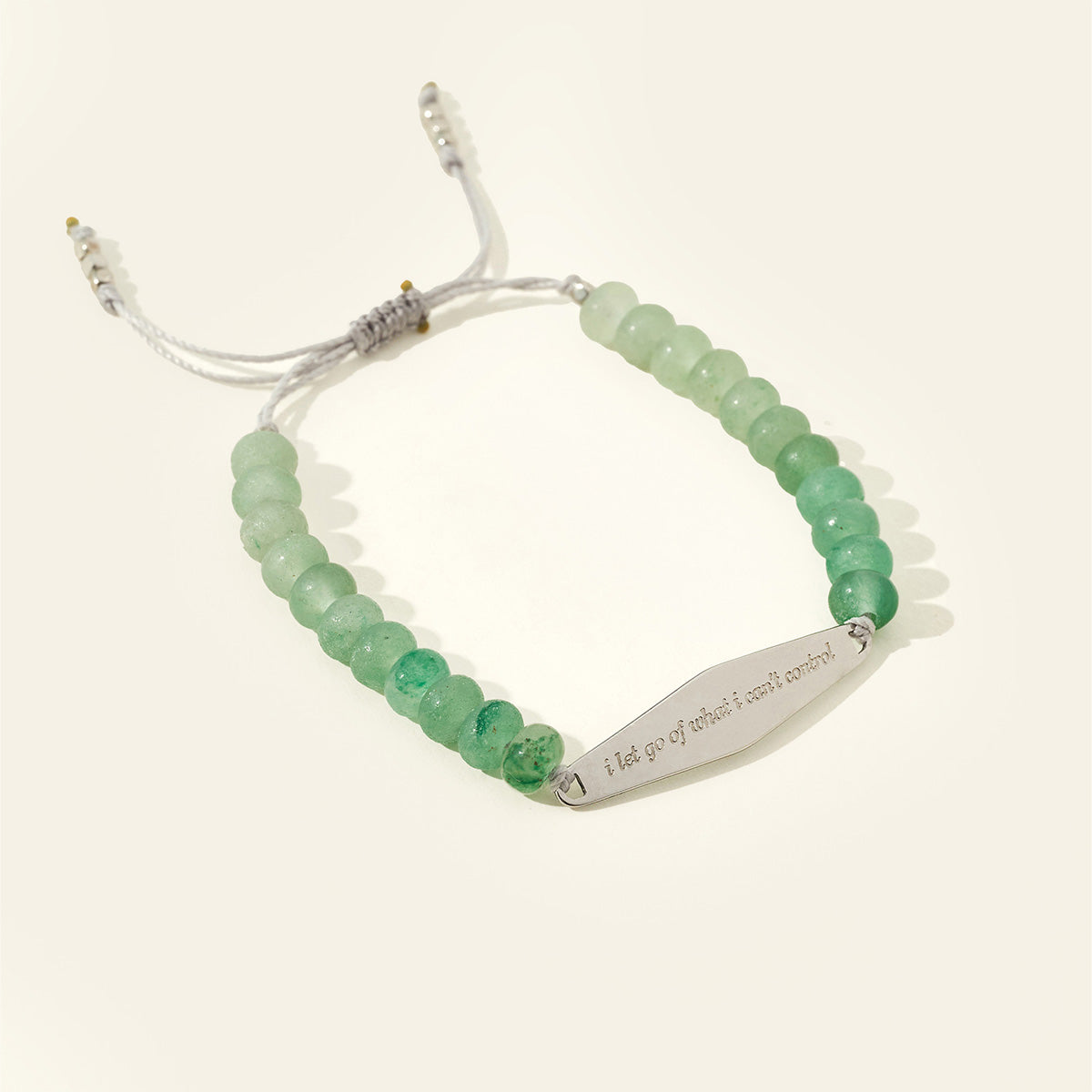 Silver Aventurine gemstone bracelet engraved with the phrase 