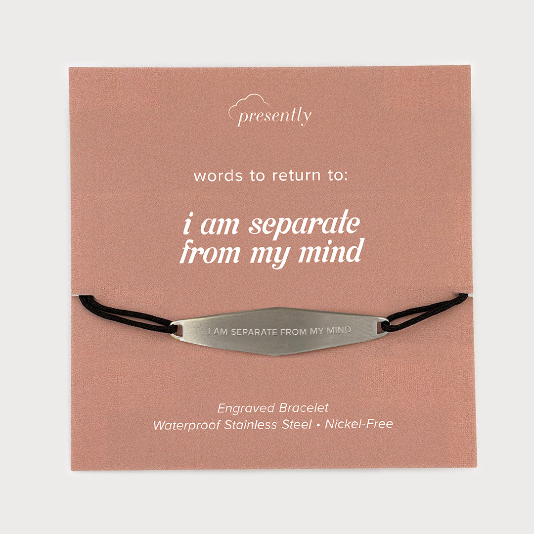 Black Nylon String Bracelet in Matte Silver