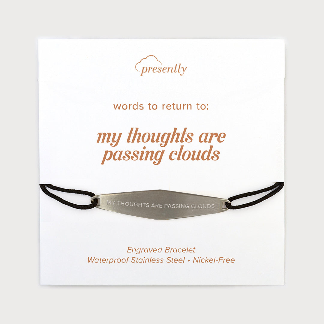 Black Nylon String Bracelet in Matte Silver