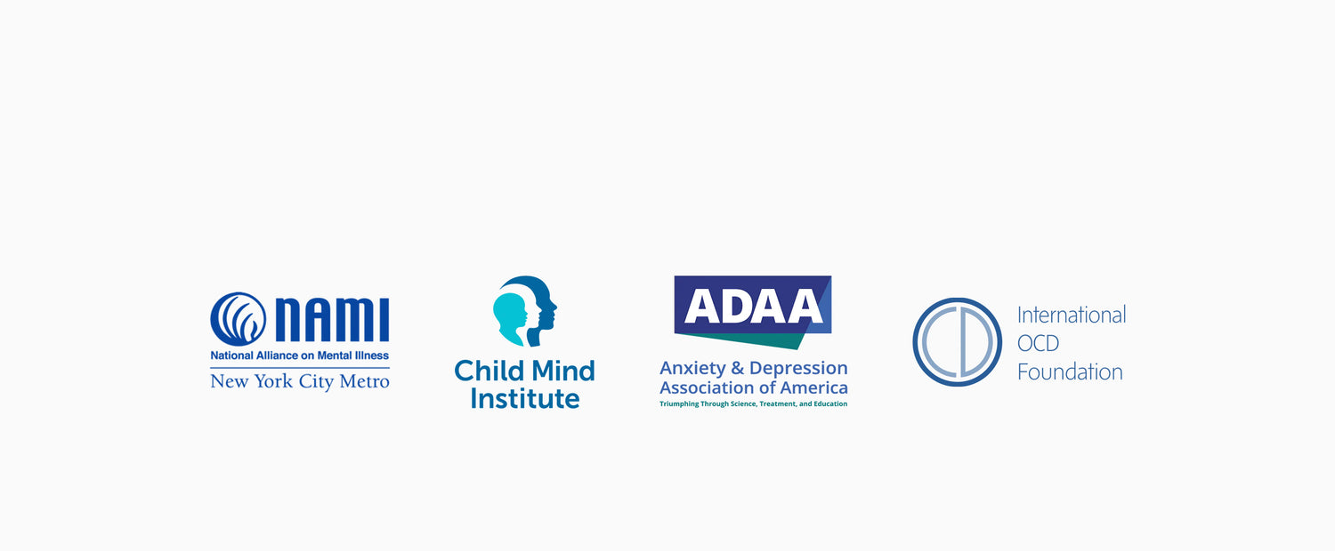 Logos of NAMI NYC Metro, Child Mind Institute, Anxiety and Depression Association of America, and the International OCD Foundation