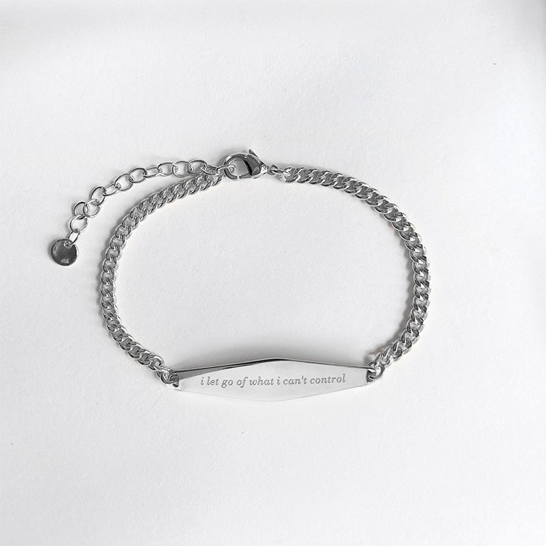 Silver Curb Chain Bracelet Engraved with the phrase 
