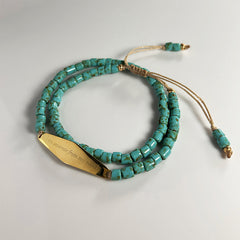 Turquoise Wrap Bracelet for Anxiety in Gold