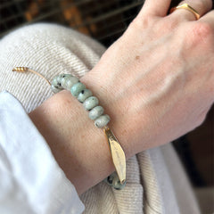 Woman Wearing Tianshan Jade Beaded Bracelet