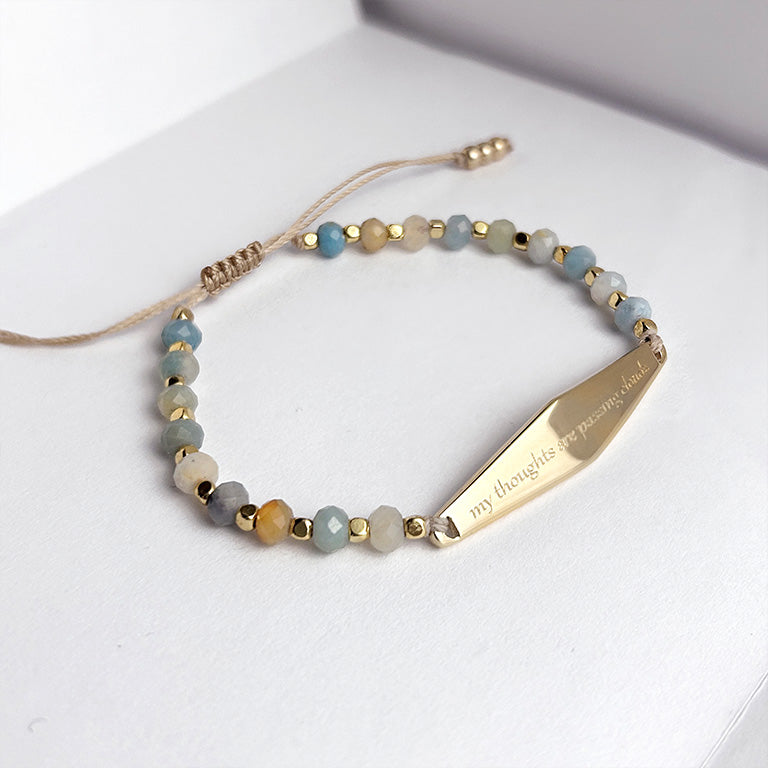 Gold Small Amazonite Gemstone Mindfulness Bracelet