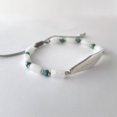 White Agate and Turquoise Beaded Bracelet